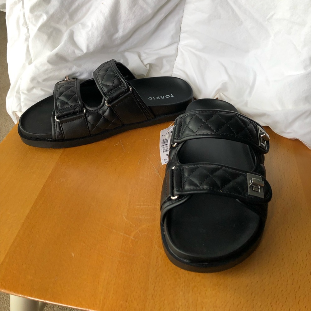 Torrid black faux leather sandals - size 8.5WW